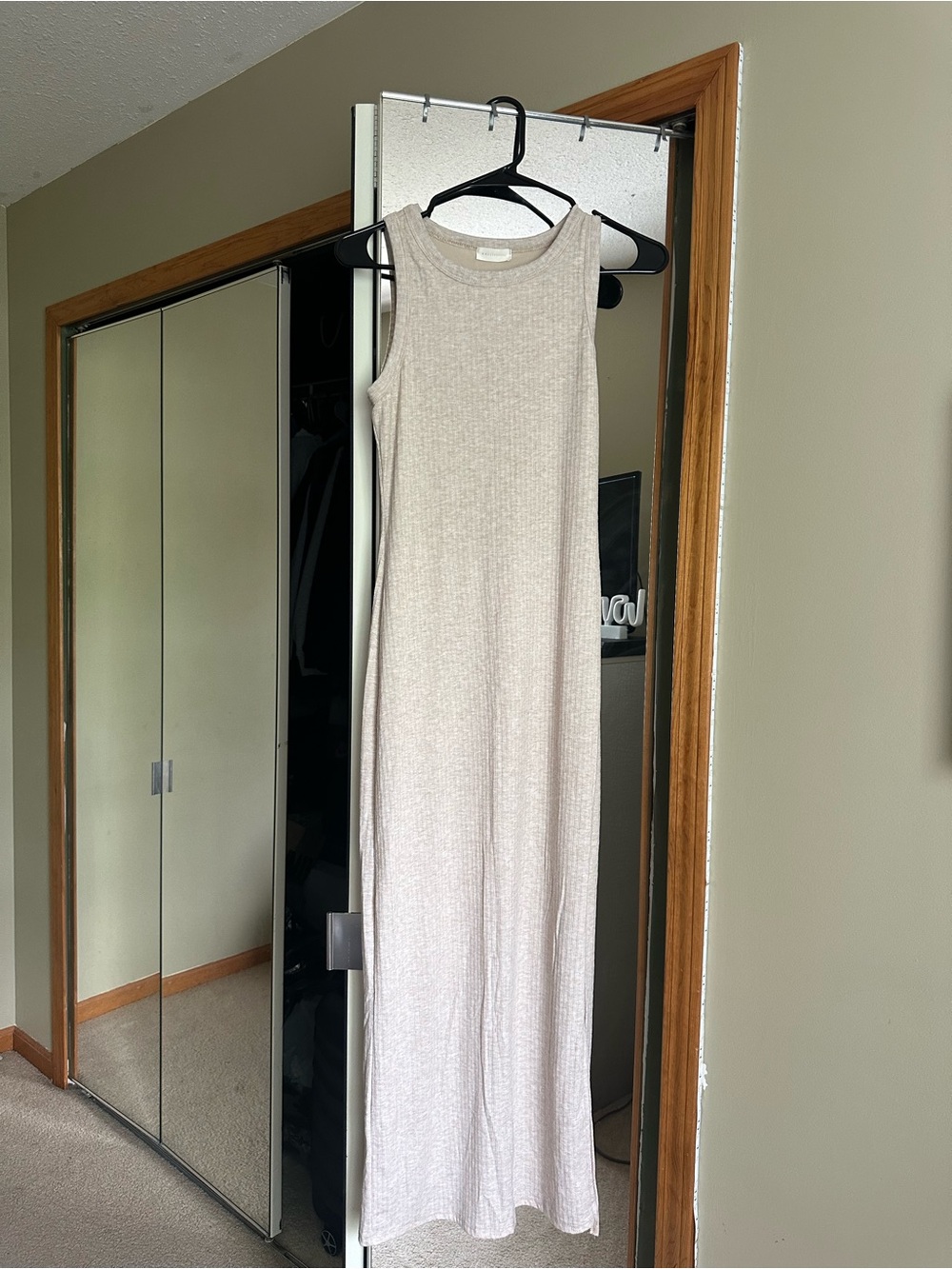 Kali fashions Sleeveless Beige Ribbed Maxi Dress